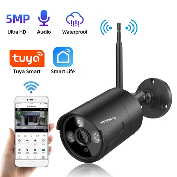 WIFI Sasha Smart Life 5-мегапикселова IP камера Външна сигурност куршум Безжично наблюдение Градинска домашна камера за откриване на движение Слот за SD-карта