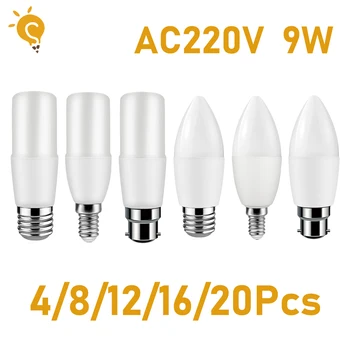 4-20 бр. led лампа-колона, лампа-Свещ E14 E27 B22 AC220V 9 W, Лампа Lamparas за украса на офис, Осветление за стая