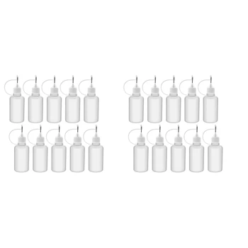 20pcs 30 ml Пластмасова бутилка-апликатор с выдавливаемым фитил, бутилки за многократна употреба-капкомер с главни букви за игла форма накрайници за лепило САМ