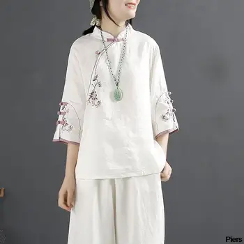 Класически китайски стил, традиционна блуза, китайски костюм с принтом Тан, костюм Хан, ориенталски костюм с бродерия, елегантни дамски дрехи