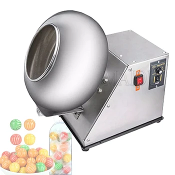 Малка автоматична машина за нанасяне на фъстъчено покриване на тиган от неръждаема стомана за производство на захарни бонбони, шоколад, ядки, брашно