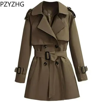 2023 Есен зима Нова однопаральная ветровка кратък размера на Дамски малка работно облекло средна дължина на британския стил финото палто