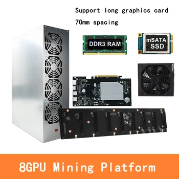 Комплект за Майнинга Миньор Chassis Combo 8 GPU Bitcoin Crypto Ethereum БТК дънна Платка за майнинга с 4 Вентилатори