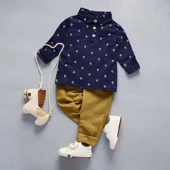 Пролетно-есенен детски t риза с принтом, панталони, 2 бр./компл., дрехи за малките момчета, модерен комплект ежедневни спортни костюми за деца