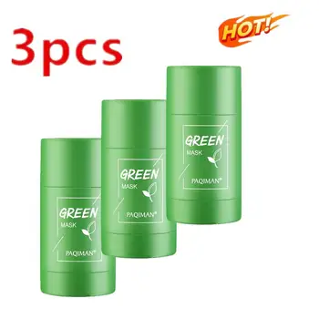 3 бр. маска от зелен чай за лице, почистващ зелен чай, дълбоко хидратиращ, сужающий пори, черни точки, корейски грижи за кожата на лицето