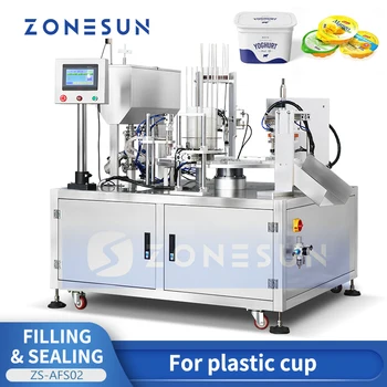 ZONESUN напълно автоматична машина за запечатване за кисело мляко, чаши, машина за пакетиране на проби от течни желеобразного крем, козметика ZS-AFS02