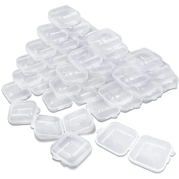 100 опаковки малки прозрачни пластмасови контейнери за съхранение, калъф с капак за по-малки елементи и други занаяти