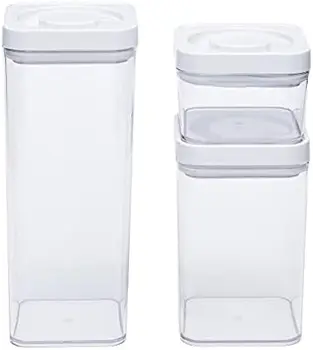 Квадратни херметични контейнери за съхранение на храна от 10 теми за организиране на кухненски килер, пластмаса без бисфенол А, прозрачен