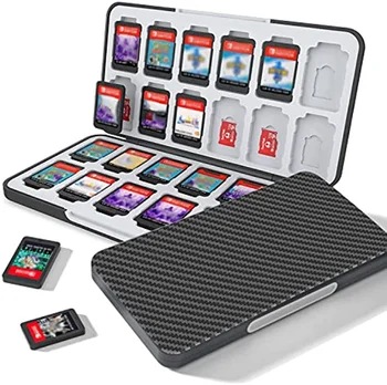 Калъф за карти игра за Nintendo Switch OLED 24 + 24 Слота за касети Кутия За съхранение и слот за карти Micro SD за Switch и ключове OLED