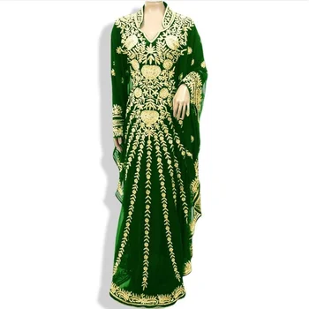 Зелена ново дълга рокля от Мароко, Дубай, дълга рокля, дълга рокля, европейски и американски моден тренд 52 инча