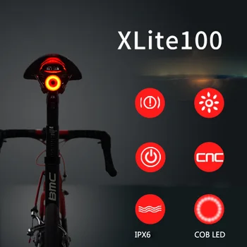 XLite100 Автоматичен Старт/стоп спирачки Със Сензор Задна Светлина Умен Велосипеден Задна Светлина МТБ Задна Светлина USB Акумулаторна Фенерче Осветление