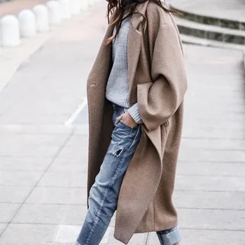 Есенно-зимно дамско дълго вълна палто, яке, водене жив топлина, плюс размера на свободното топлина, мода за почивка, японска, ретро, новост
