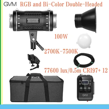 GVM-ST100R Led видеосветильник мощност 100 W RGB + два цвята Двустранен Дневен Балансиран COB-лампа 77600 lux/0,5 м CRI97 + 12 вградени осветителни тела
