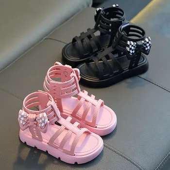 Летни сандали за момичета 2023, нова мода обувки на принцеса за момиченца подметка, нескользящие римски сандали за децата от среден и голям размер