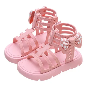 Летни сандали за момичета 2023, нова мода обувки на принцеса за момиченца подметка, нескользящие римски сандали за децата от среден и голям размер