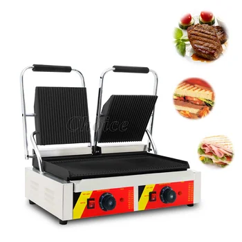 Търговски електрическа нагревательная преса-машина за приготвяне на джебчийство, машина за приготвяне на панини с двойна плоча, машина за приготвяне на сандвичи за пържоли, сандвичи