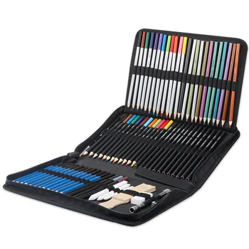 72 бр. комплект моливи за рисуване Цветни моливи art комплект за художници подарък начинаещи професионални художници рисуване на скици перушина избирателните оцветяване