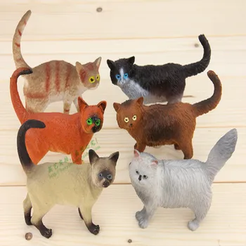 Бижута, занаяти, фигурки, миниатюри, пластмасова имитация на животното, модел котки, подпори, 6 бр./компл.