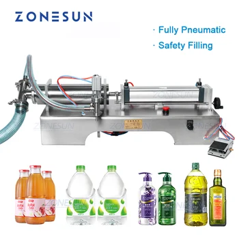 ZONESUN напълно пневматична машина за бутилиране на течности Бутален ZS-YT1, пълнител за опаковане на бутилки с мляко, за производството на козметични напитки