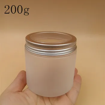 200 г/мл, бяла матова повърхност, пластмасова банка на едро, на оригинални, за многократна употреба козметичен крем, сол за вани и кутии за чай, празни контейнери