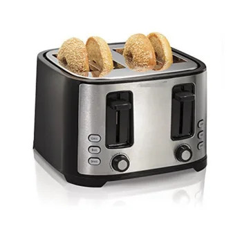 Тостер с много широки слот за 4 филийки с функции за размразяване и приготвяне на гевреци, избор на цвят, усилване на тост