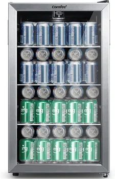 Охладител CRV115TAST, хладилник за напитки 115 кутии, регулируем термостат, стъклена задвижваната с рамка от неръждаема стомана