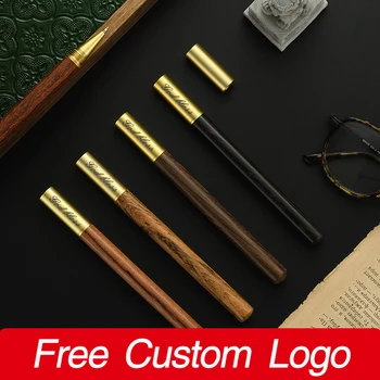 Луксозна латунная гел писалка с капак от сандалово дърво, персонализиран потребителски лого, гравиран имена, дръжки за бизнес подписи, ученически пособия, подаръци
