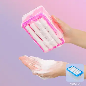Нова кутия за сапун за измиване на ръцете, многофункционална кутия за мехурчета, домакински автоматично валяк за източване на сапун, вид дренаж за сапун за пране